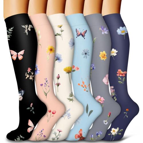 Bluemaple 6 Pack Copper Compression Socks for Women and Men Circulation-Best Support for Medical, Running,Nursing,Athletic