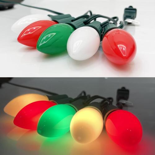 C9 Christmas String Lights,Outdoor Weatherproof Lighting Incandescent Replacement String Lights with 25FT Ceramic Red/Green/White Bulbs for Christmas Lights Commercial Grade-Green Wire