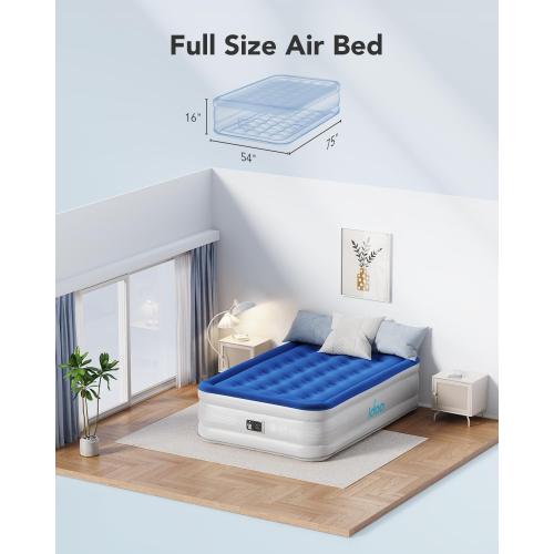 iDOO Air Mattress Full with Built in Pump, Upgraded Blow up Mattress Full, Inflatable Mattress for Home Camping and Guest Bed, 2-Min Portable & Comfortable Air Bed, Colchon Inflable