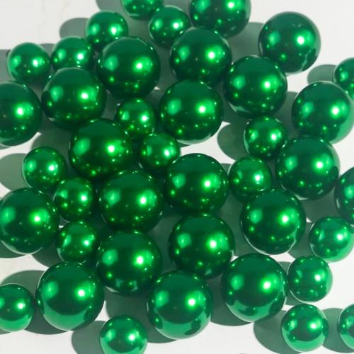 150Pcs Green Polished No Hole Faux Pearl Beads for Vase Filling Decorations, Plastic Pearls Vase Fillers, Table Scatters, Wedding Centerpiece, Home Decor, 8/14/20 mm