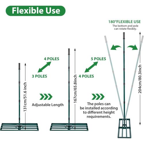 Lawn Leveling Rake,Stainless Steel Lawn Leveler with 30”x10” Ground Plate, 78” Adjustable Long Handle, Level Yard Tool for Grass, Golf Field, Level Soil or Dirt Ground Surfaces-Green