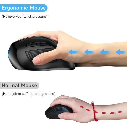 memzuoix Ergonomic Mouse Wireless,2.4G Optical Cordless Mice with 800/1200/1600 DPI,Vertical Computer Wireless Mouse for Laptop, Mac,PC,Desktop (for Right Hand, Large),Blue