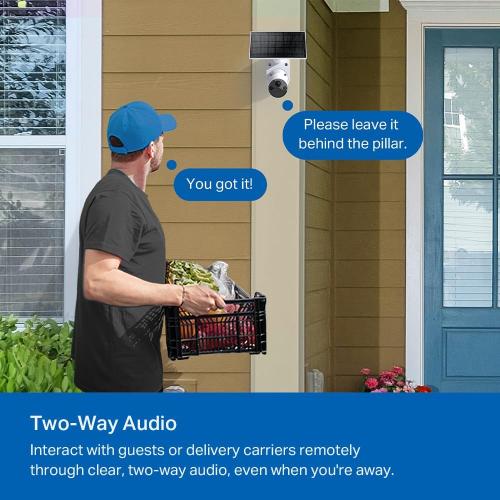 TP-Link SolarCam C402 Kit, Outdoor Battery Camera w/Solar Panel Base, Wireless, 1080P, Free Person Detection, SD/Cloud Storage, Color Night Vision, No Hub Needed, Works w/Alexa