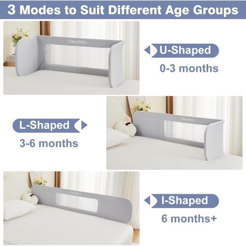 GREY Ciilee Baby Bed Rail for Toddlers Extra Large 72.83 L Kids Rails Guard for Twin, Full, Queen, King Bed Adjustable Children Side Railing Safety Bedrail Foldable Barandas para Camas de Niños (Grey