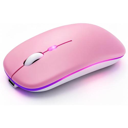 Wireless Bluetooth Mouse, Rechargeable Computer Mouse, Pink