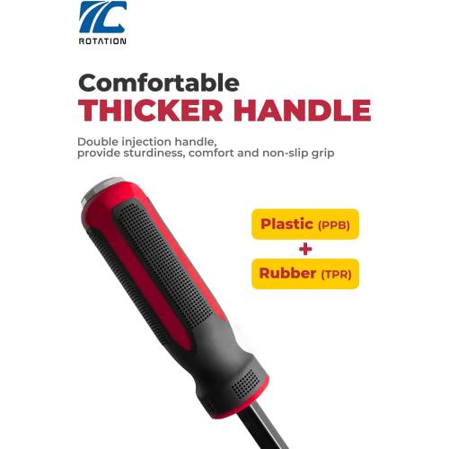 Black and Red ROTATION Pry Bar Set, Strike Cap Handle, Angled Tip, Rust proof finish, Machanic Tools for prying, scraping, lifting, pulling | 3pcs Hand Tools Set