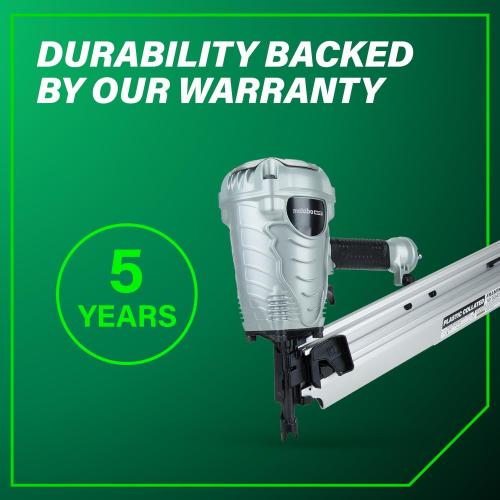 Metabo HPT Framing Nailer, Pro-Preferred Power Nailer for Flooring, Roof Decking, and More, Lightweight 7.5 lbs Framing Tool for 21° 2 to 3-1/2 Plastic Collated Nails, NR90AES1