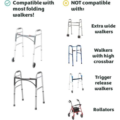 Sigo Green Walker Tray for Rolling Folding Walker, Tray Table with Cup Holder for Standard Walkers Seniors, Detachable Non Slip TV Accessories Basket Holding Plate Cups Clip On Small Bag Carrier