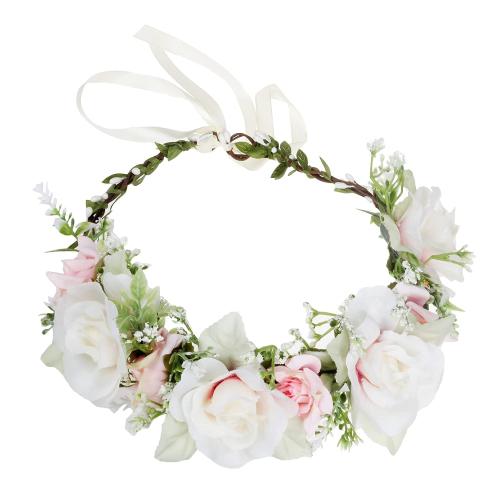 Girl Flower Crown Rose Floral Headband Hair Wreath Flower Headpiece Halo Boho Party Prom Wedding Photos White