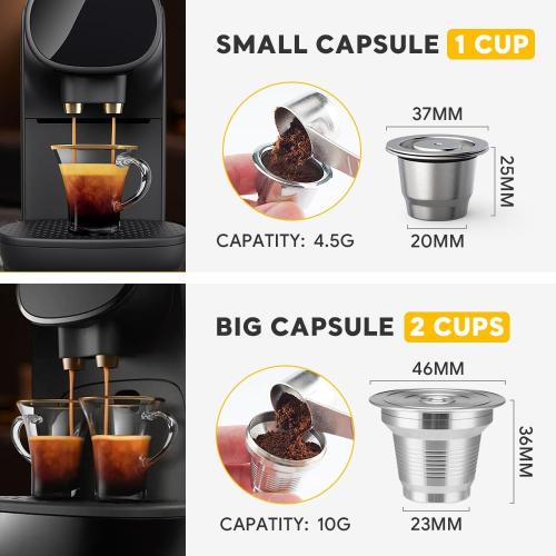Reusable Stainless Steel Coffee Capsules Compatible with L'OR B-arista LM8012/60 -Refillable Metal Espresso Pods for L'or and N-espresso Machines, with Stainless steel spoon and tamper, 2pcs