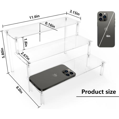 Acrylic Display Risers,Clear Display Risers Stand Small Mini Shelf 3 Tiered Cupcake Stand for Food Desserts Stand Shelves for Party Perfume Organizer Toys Figures Collections Cosmetic Products Tabletop Use