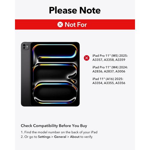 ESR iPad Air 11 Inch Case with Keyboard (M3/M2, 2025/2024) & iPad Pro 11/Air 5th/4th Gen Keyboard, Easy-Set Magnetic Stand, Portrait/Raised Modes, with Removable Protective Case, Black