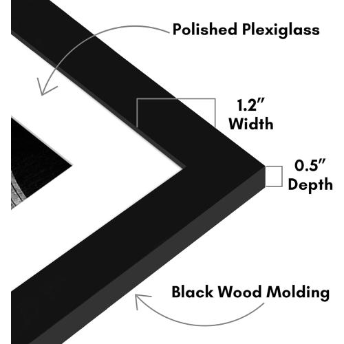 Americanflat 14x20 Picture Frame with Polished Plexiglass - Use as 11x17 Frame with Mat or Display 14x20 Photo Without Mat - Epic Collection - Wide Picture Frames for Wall Display - Black