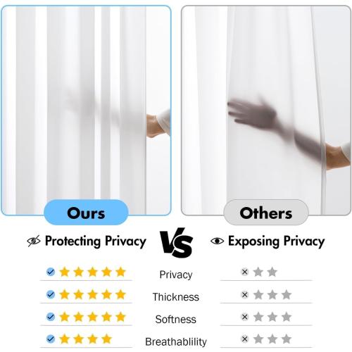 MIULEE White Privacy Sheer Curtains 2 Panels 42W x 84L