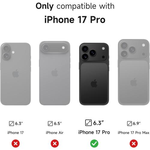 SURITCH for iPhone 17 Pro Case with Camera Control Cover, Camera Cover and Adjustable Kickstand, Compatible with MagSafe, Shockproof Bumper Protective Cases 6.3 Inch, Black