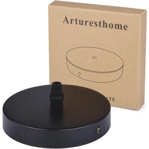 Arturesthome 7 Modern Rewind Ceiling Canopy Kit,Black Single Hole Ceiling Plate for Pendant Lights or Chandelier Fixture