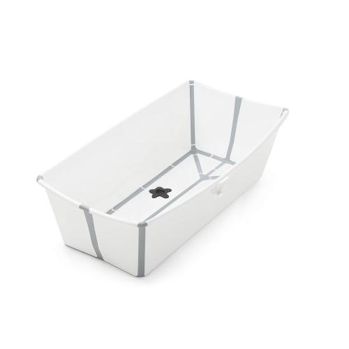 Stokke Flexi Bath Portable X-Large Baby Bathtub with Heat-Sensitive Plug, White Grey