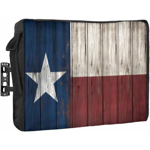 T&H XHome Outdoor TV Cover - Vintage Wood Texas Flag Waterproof and Weatherproof 48-50 LCD Movable Shield TV Display Screen Protector Outside Television Covers