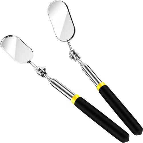 Maitys 2 Pcs Telescoping Inspection Mirrors Extend up to 28 Inch Eyelash Inspection 360 Rotation Adjustable Extension Detachable Telescoping Pocket Mirror for Technician Mechanic Vehicle Small Part