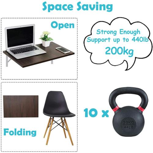 24 Black Folding Shelf Brackets Max. Load 550 lb, Heavy Duty DIY Wall Mounted Shelf Bracket Space Saving for Table Work Bench, Pack of 2