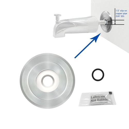 1/4 Spacer for Tub Spout, Flange Trim Ring for Bath Faucet, Eschutcheon Cover Plate for Spigot with Split PP Blocking Water, Shower Pipe Remodeling Sealer for Bathroom(SUS304-Brushed)