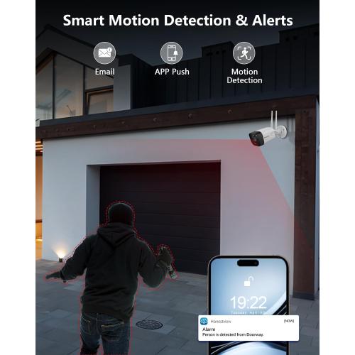 2-Way Audio & PIR Detection Dual Antennas Outdoor Wireless Security Camera System 5.5MP Wi-Fi Video Surveillance DVR Recorder System