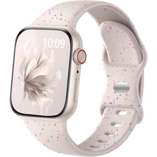 Wepro for Apple Watch Bands 40mm 41mm 38mm 42mm for Women Men for iWatch Bands SE Series 10 9 8 7 6 5 4 3 2 1 Silicone Sport Band Breathable Sweatproof Waterproof Colorful, Starlight