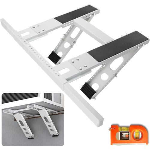 Universal Window Air Conditioner Support Bracket, No Drilling Heavy-Duty AC Window Bracket Supports Up to 200lbs for 5,000-24,000 BTU AC Units, Fits Single or Double Hung Windows