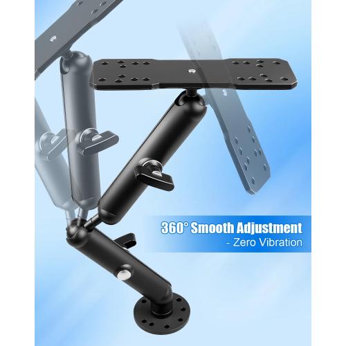 Aluminum Fish Finder Mount with 14In Dual Rod Extended Arm Compatible with Garmin Lowrance Humminbird, Depth Finder Holder Fits for RAM Scotty C Size Marine Electronic Accessories, 1In C Size Ball