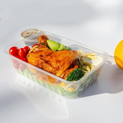 Set of 100  Size 24oz Disposable Food Containers, Meal Prep Food Reusable Plastic Bento Lunch Box with Lid, BPA Free, Microwave/Freezer/Dishwasher Safe Bento Soups Box