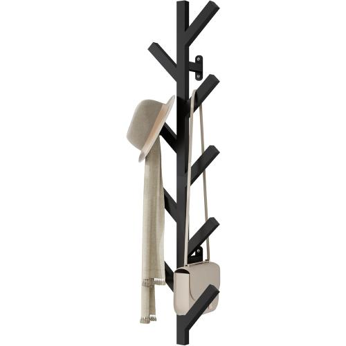 Vlush Wall Mounted Metal Coat Rack with 9 Hooks Modern Minimalist & Upright Coat Rack for Hanging Clothes, Hats, Hanging Bags and Scarves Entrance Wall Iron Coat Racks (Black)❗MAY HAVE MISSING PIECES