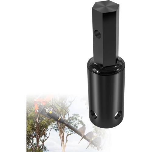 Heavy Duty Auger Adapter 2-9/16 Female Round to 2 Male Hex for Augers, Skid Steers, Tractors, Post Hole Diggers