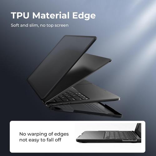 BlueSwan Anti-Cracking Hard Shell Case Compatible with MacBook Pro 16 inch, 2026 M4 M3 M2 M1 2025-2021 Pro/Max A3403 A3186 A2991 A2780 A2485, Anti-Fingerprint Soft TPU Bumper, Frosted Black