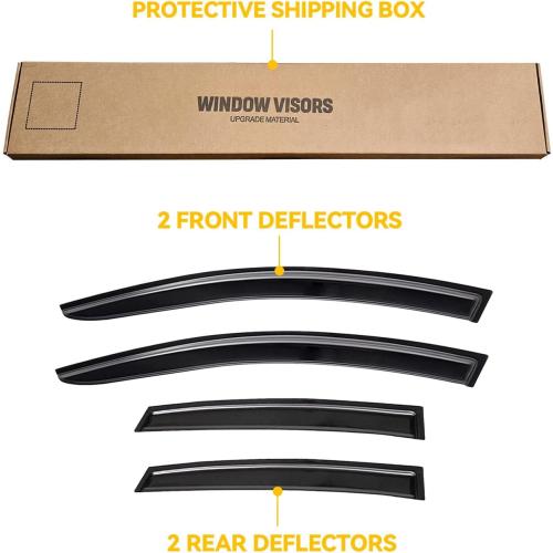 Rain Guards for 2007-2010 Hyundai Elantra Sedan (Excludes Touring Models), Out-Channel Window Visor Shields Vent Deflector Shade Wind Dark Smoke 2008 2009 07 08 09 10, Outside-Mount, 4PCS