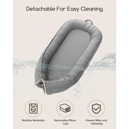 Baby Lounger - Infant Lounger for Newborn 0-24 Months, Pure Cotton Breathable Baby Nest Lounger Cover, Newborn Essentials for Baby Boys & Girls, Portable Baby Lounger for Home and Travel