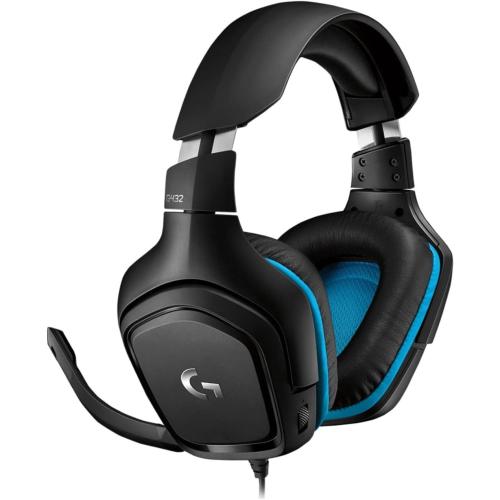 Logitech G432 Wired Gaming Headset, 7.1 Surround Sound, DTS Headphone:X 2.0, Flip-to-Mute Mic, PC (Leatherette) Black/Blue