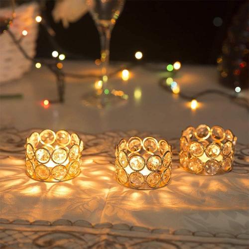 VINCIGANT Crystal Gold Votives Candle Holder Elegant Decorative Tealight Candle Holders for Weddings,Parties,Chirstmas,Gifts,Home Decor,Set of 24