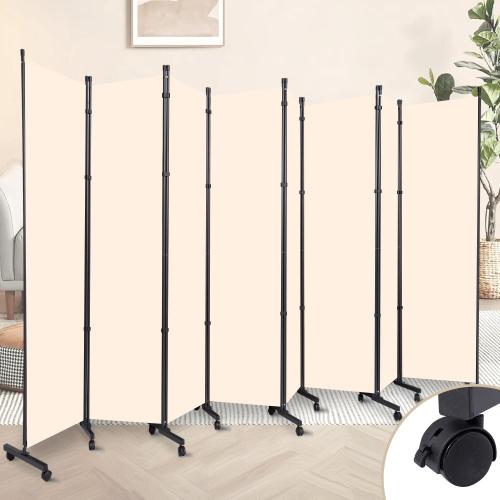 Room Divider 8 Panel Room Dividers/Wheels, Fabric Room Divider Panel for Office Room Partitions and Dividers, Portable Partition Wall Divider for Room Separation, Freestanding Privacy Screen Indoor