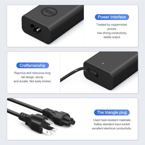 New Slim 65W Dell Laptop Charger USB C - For Latitude 5420/5520/7420/7430/7480/7490 & Inspiron 14/16/7620/2in1 Chromebook 3100 & XPS 13 LA65NM190