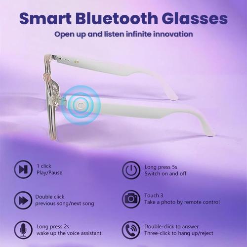 Smart Glasses Bluetooth Audio Sunglasses for Men Women with Dual Stereo Speakers, Open Ear Music &HD Calling, Touch &Voice Assistant, UV Protection——Transparent