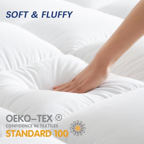 Milcabe Mattress Topper Queen College Dorm, Bed Topper Queen Cooling Mattress Pad Cover for College, Pillow Top Mattress Topper with Deep Pockets, Breathable Fluffy Fill Mattress Protector