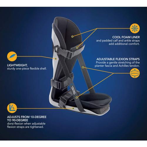 United Ortho USA12033 Plantar Fasciitis Adjustable Leg Support Brace Fits Right or Left Foot for Soreness Relief, Foot Pain and Stretching, Small, Black