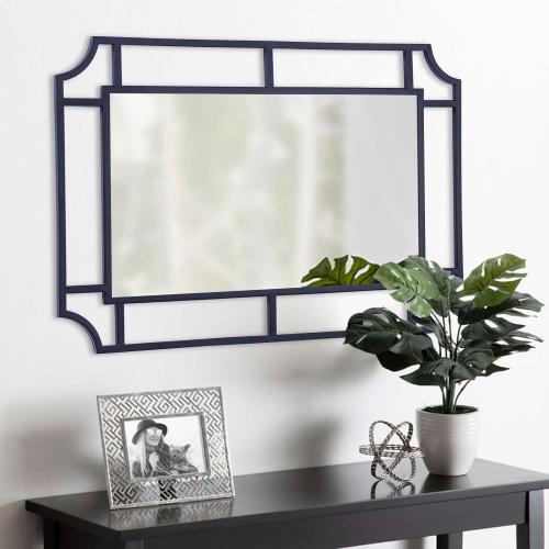 Black Mirror with Metal Frame, 40'' x 28'' Decorative Mirror for Living Room Decor, Large Irregular Wall Mirror for Entryway, Dining Room, Bathroom