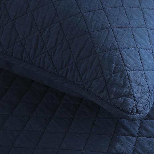 Cotton Quilt Bedding Sets Queen Size, 3 Pieces Reversible Lightweight Coverlets Comforters Bedspreads for All Seasons,Geometric Stitching Pattern,Navy Blue