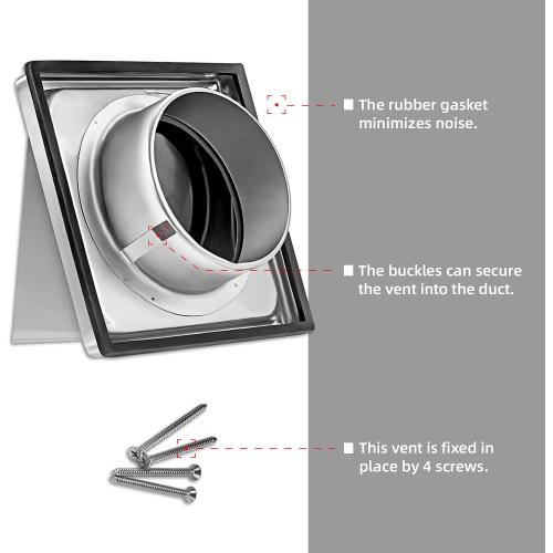 4-Inch External Extractor Wall Vent Cushioned Non Return Flap