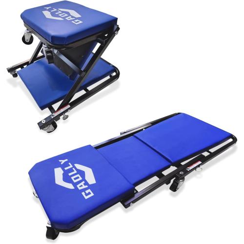 Garage Shop Creepers, Foldable Z Creeper 2-in-1 for Car, 36 Adjustable Roller Garage Chair Lay Down or Sit, 330 LBS Capacity Under Car Roller Creeper with 6 Swivel Casters