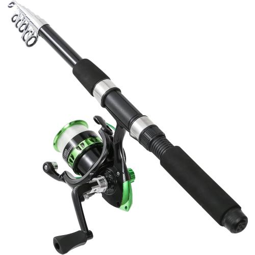 Fishing Rod, 2PCS Telescopic Fishing Rod and Reel Combo with Fishing Pliers and Lip Gripper, Pre-Loaded Spinning Reel Combo, Fishing Pole with Carrier Bag Fishing Gear