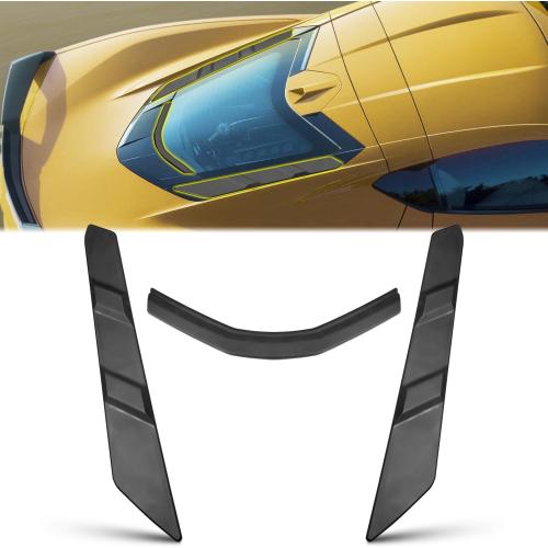 Rear Dry Bay Vent Blocks Cover & Rear Window Spoiler,Hatch Hood Wash Cover Compatible with for Chevy Corvette C8 Z51 Z06 E-Ray Stingray Coupe 2020-2025 Engine Bay Air Vent Inserts Protection