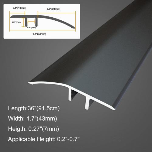 Aluminum Floor Transition Threshold Strip, Door/Carpet/Tile/Threshold Reducer, Doorway Edge Trim for Laminate Floor Mat Carpet and Vinyl Tile (Black, 36Inch)
