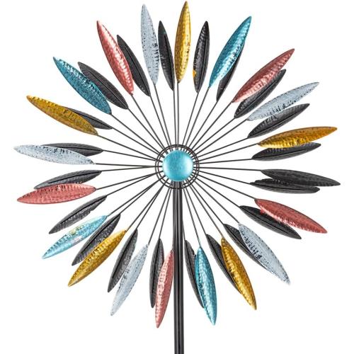 DREAMYSOUL Wind Spinner Outdoor, 23 Dia Dual Colorful Blades Metal Windmills, Kinetic Wind Spinners & Sculpture for Yard and Garden